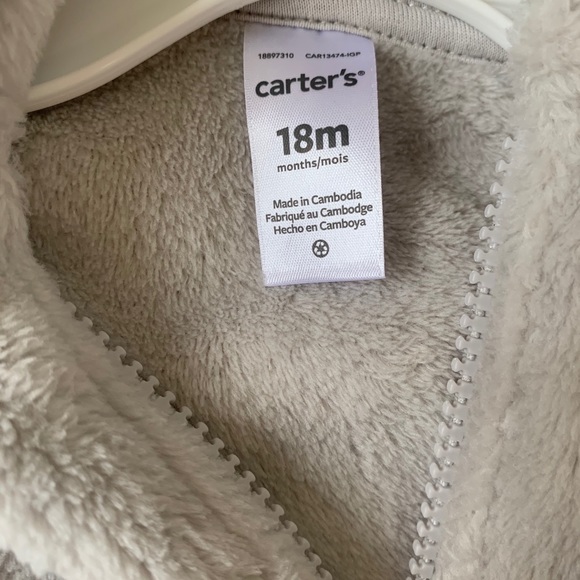 Carters Girls Gray Plush Hoodie Jacket - Picture 2 of 5